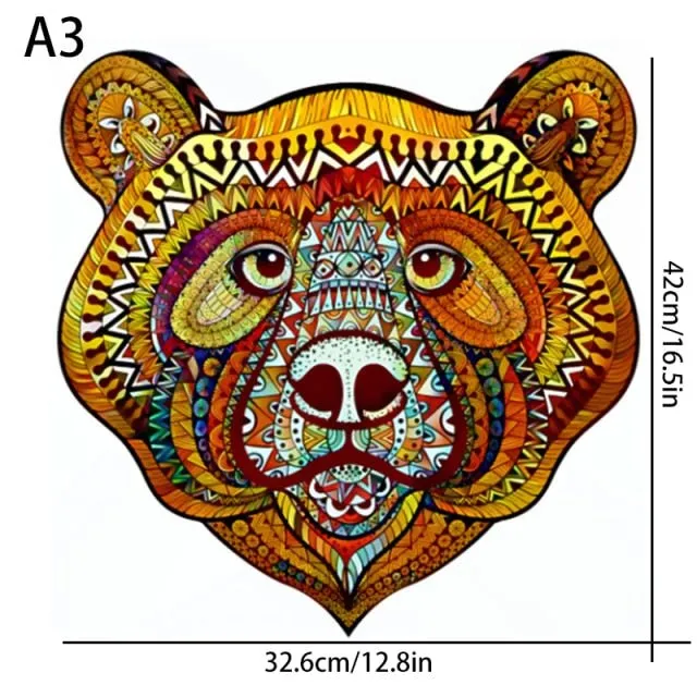 Golden Brown Boho Bear 3D Wood Jigsaw Puzzle