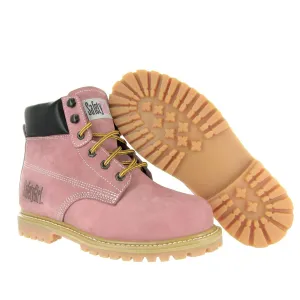 GS003-Lt Pink-6M Steel Toe Work Boots - Light Pink - 6M, english, Capacity, Volume, Leather, 6M, Pink ( )