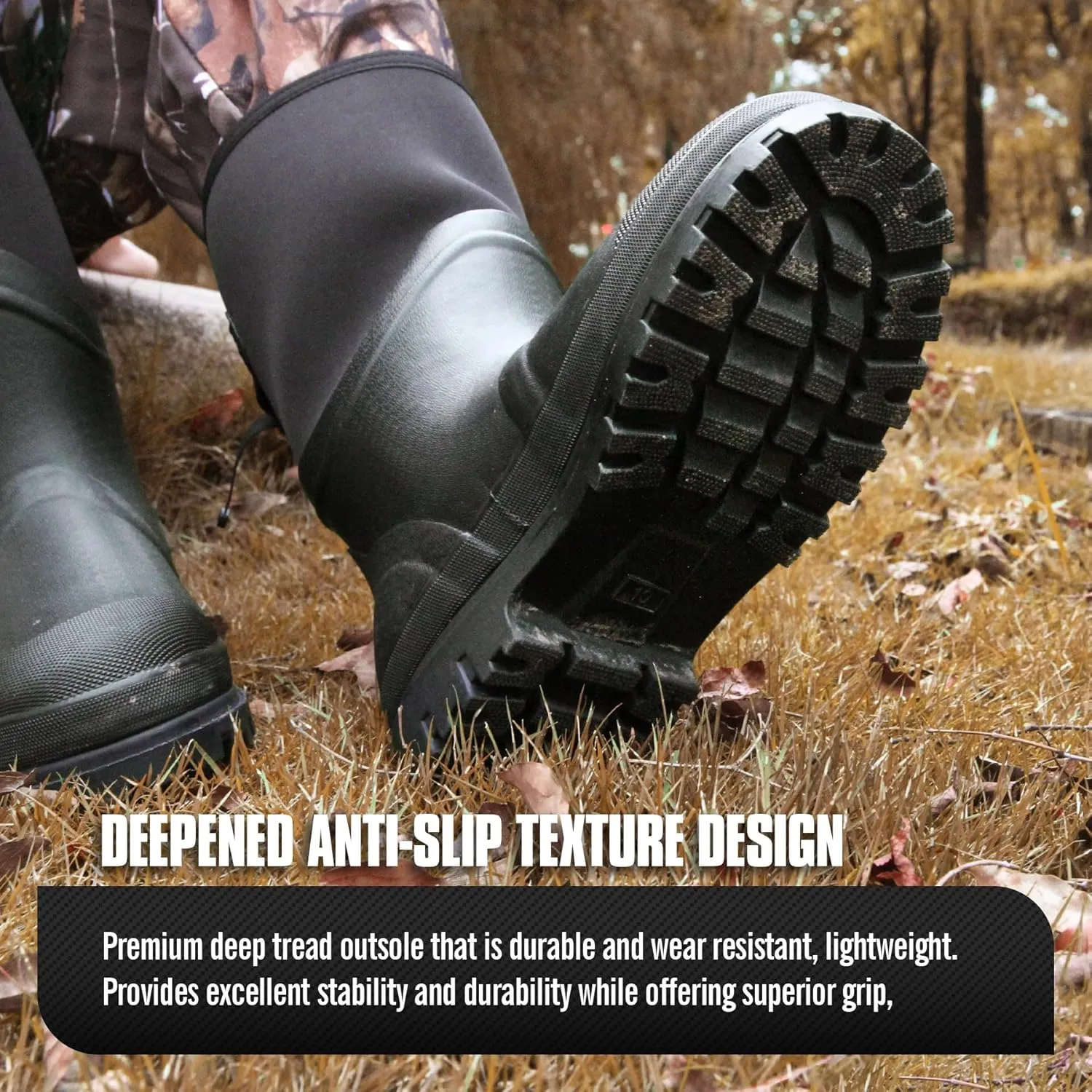 GUGULUZA Hunting Rubber Boots, Waterproof Hunting Boots with 6 mm Neoprene for Men, Insulated Rain Boots for Outdoors