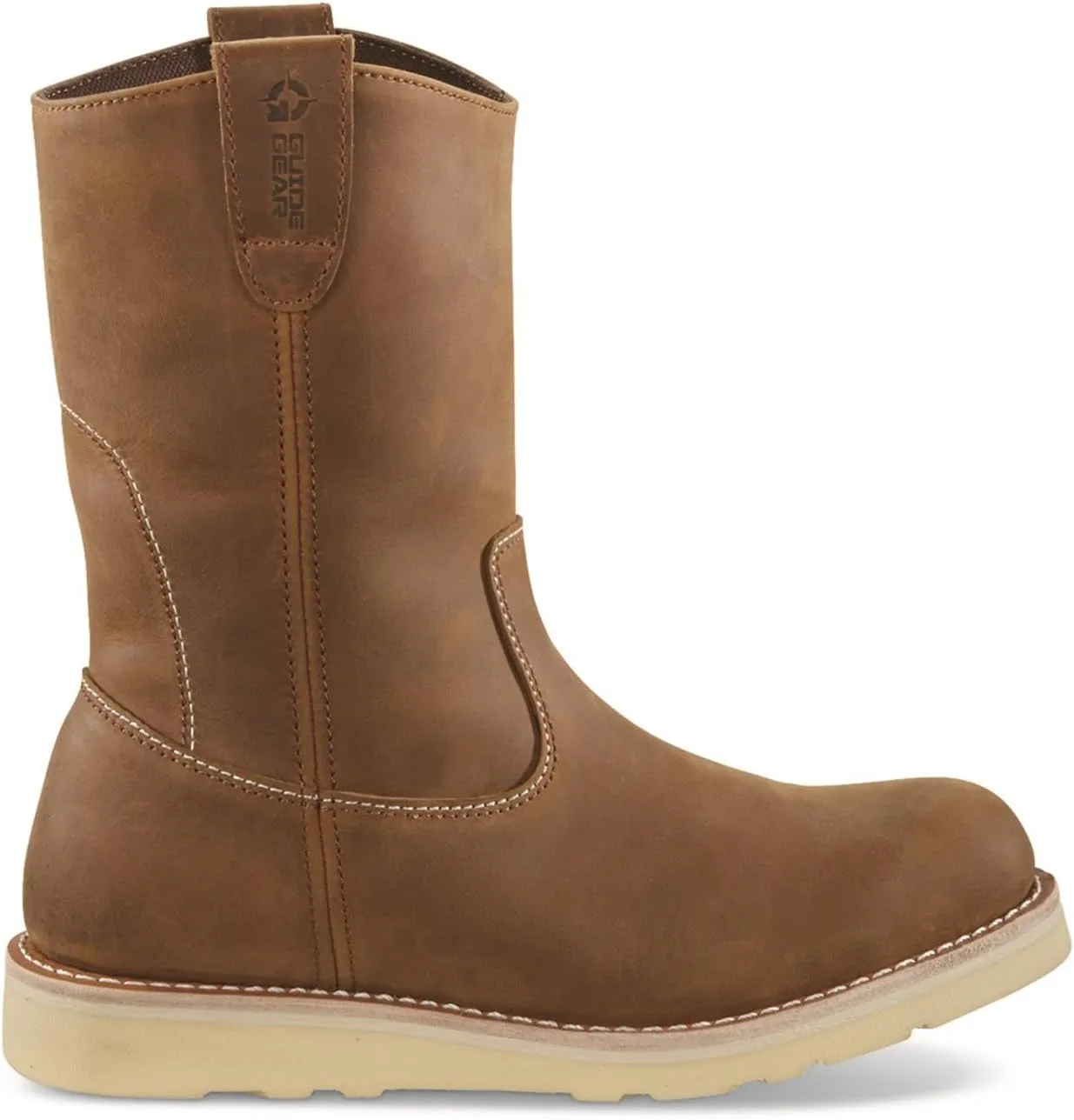 Guide Gear Wedge 10” Wellington Work Boots for Men, Mid-High, Leather Shoes, Moisture-Wicking Lining