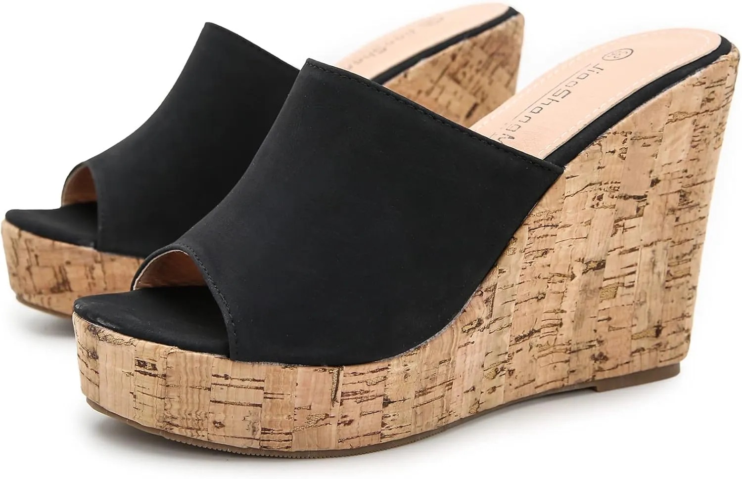 GUNIYIFS Women Open Toe Wedge Sandals Suede Casual Beach Platform Sandals Women Dressy Summer Slip on High Heels Espadrilles