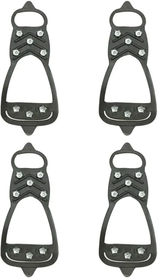 Happyyami Snowproof and Secure 4 Pair Anti-skid Crampon Shoe Covers for Outdoor Hiking Ice Climbing