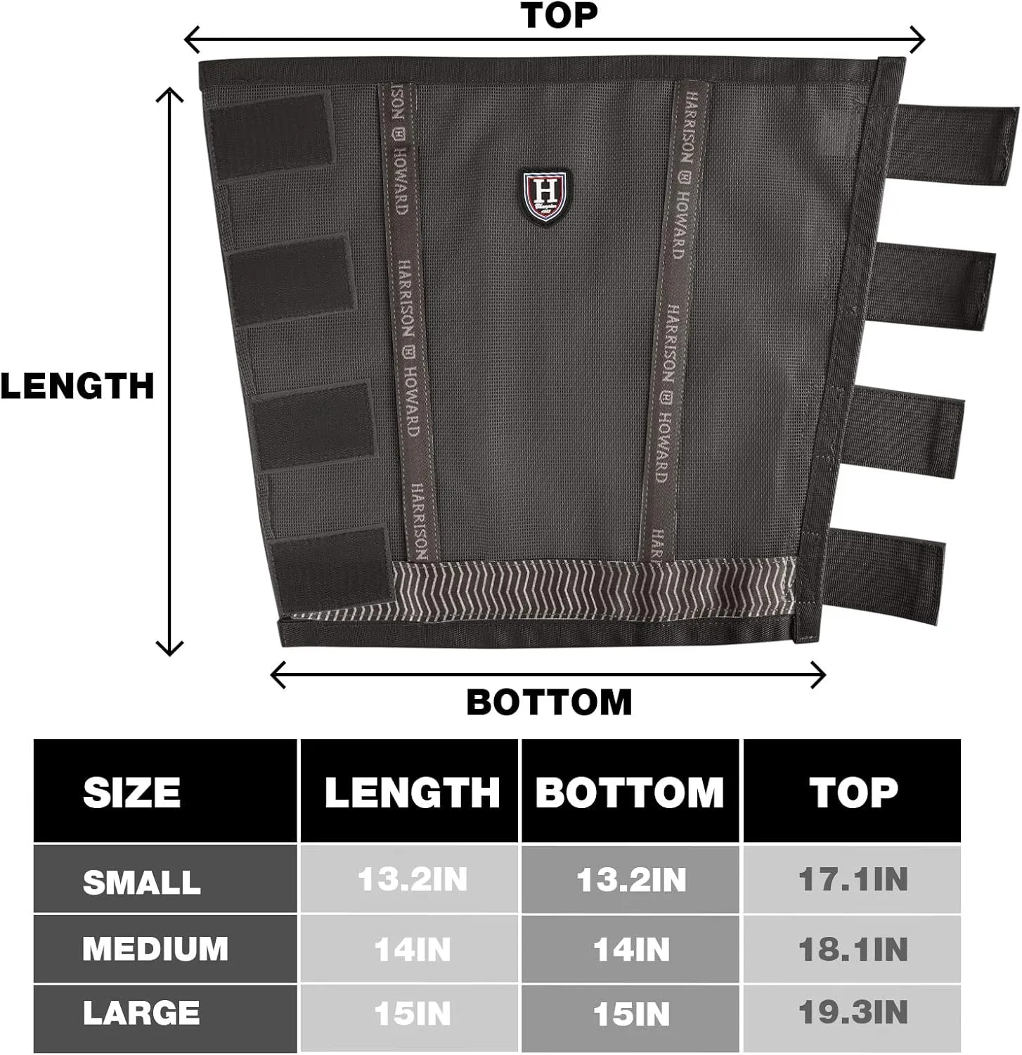 Harrison Howard Loose-Fitting Horse Fly Boots UV-Protective, Breathable Fine Mesh Leggins Stay-on Comfortable Fly Boots with Reflective Strips for Extra Safety (Set of 4) Black Cob (Medium)