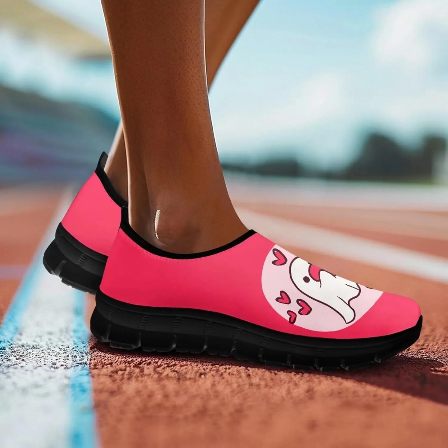 Heart Animals Pattern Pink Slip on Shoes for Men Women Casual Loafers Running Sneakers Anti-Skid Fashion Shoes