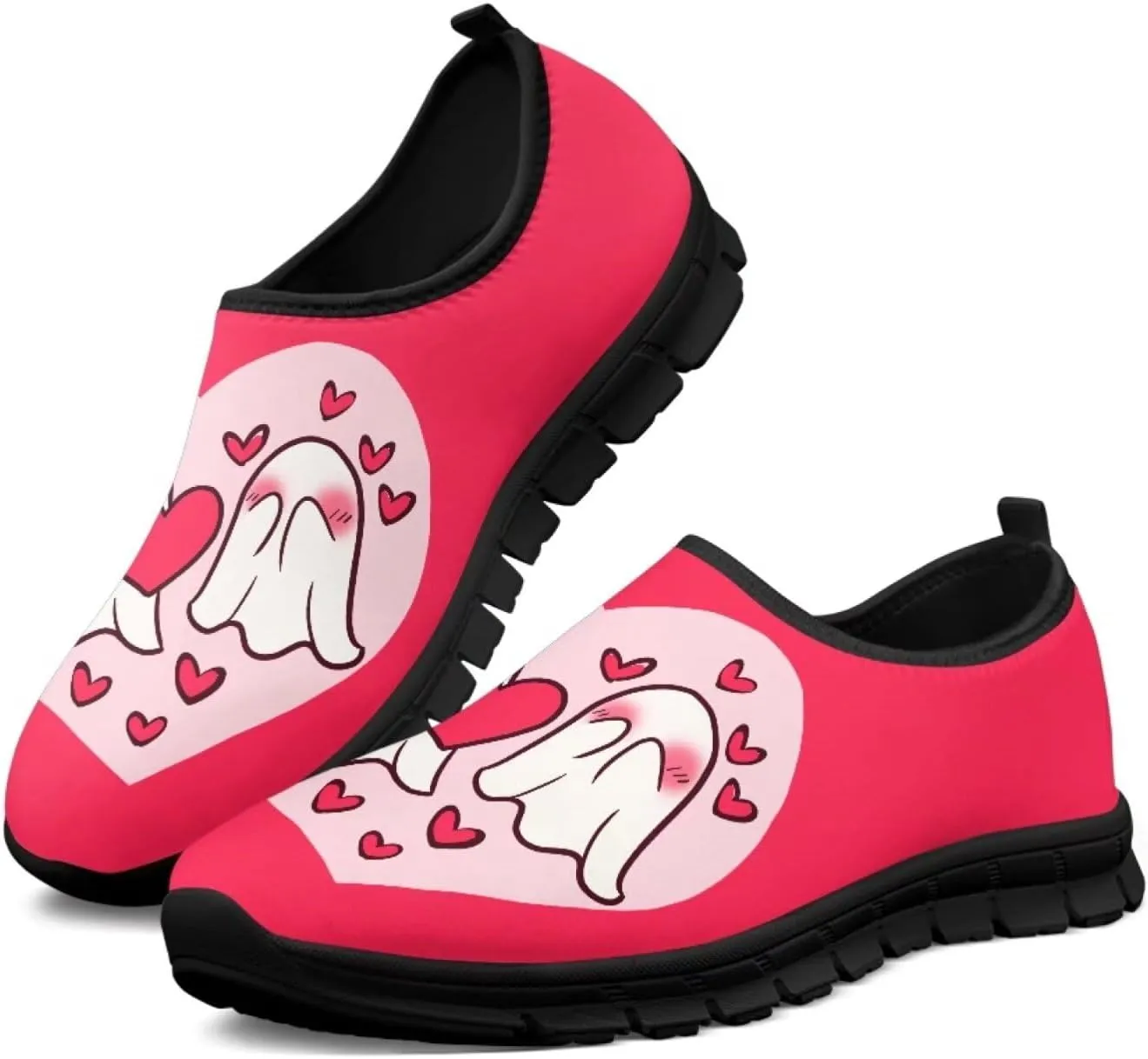 Heart Animals Pattern Pink Slip on Shoes for Men Women Casual Loafers Running Sneakers Anti-Skid Fashion Shoes