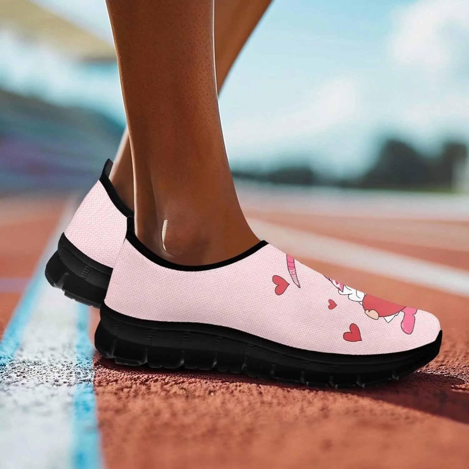 Heart Animals Pattern Pink Slip on Shoes for Men Women Casual Loafers Running Sneakers Anti-Skid Fashion Shoes