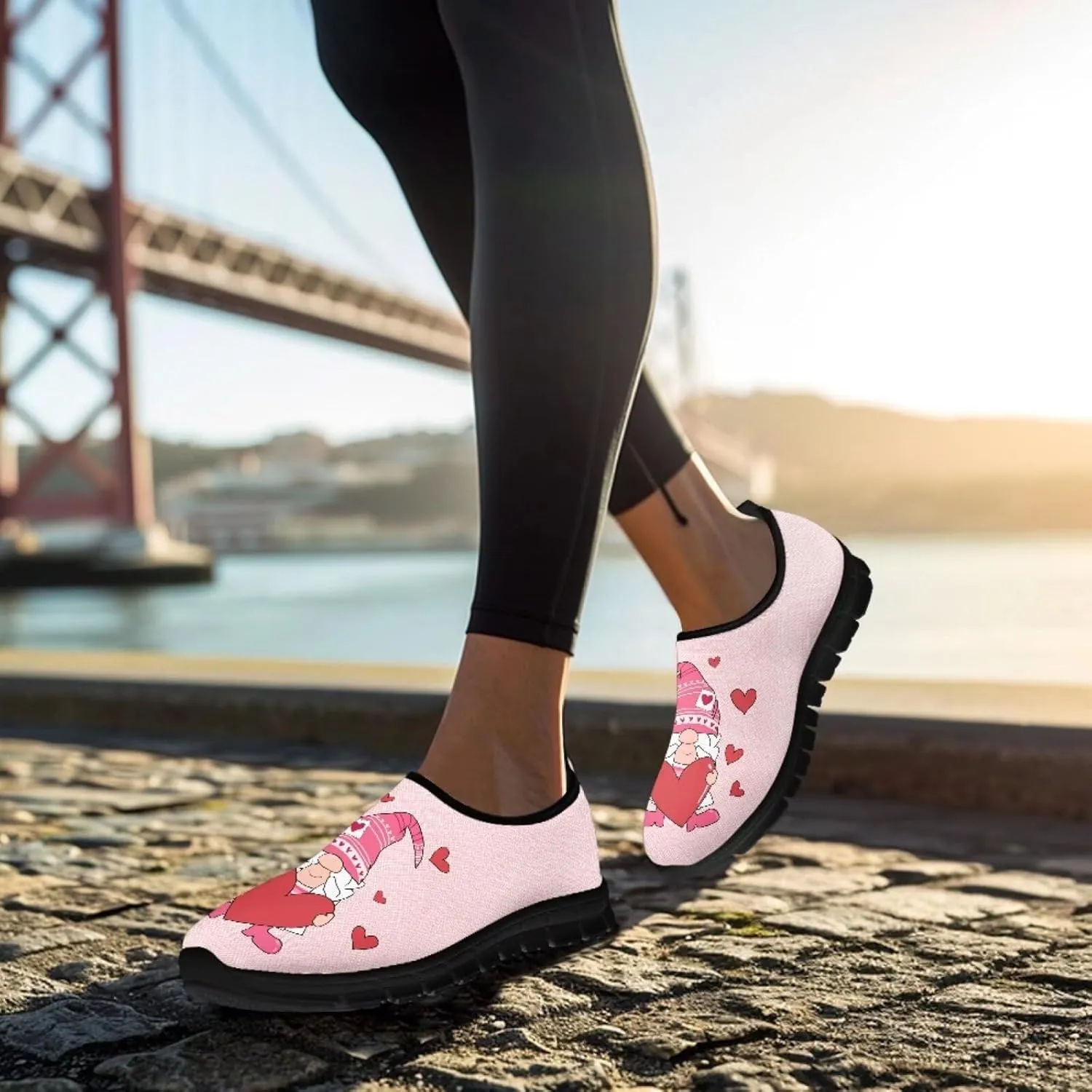 Heart Animals Pattern Pink Slip on Shoes for Men Women Casual Loafers Running Sneakers Anti-Skid Fashion Shoes