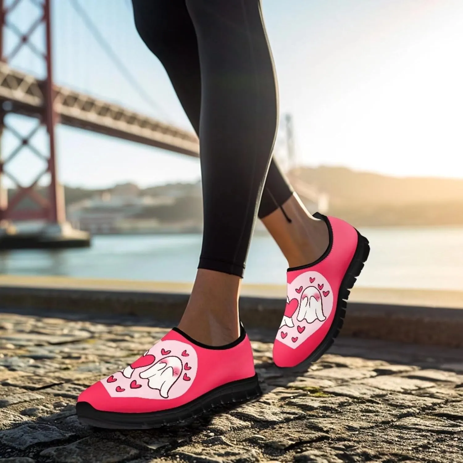 Heart Animals Pattern Pink Slip on Shoes for Men Women Casual Loafers Running Sneakers Anti-Skid Fashion Shoes