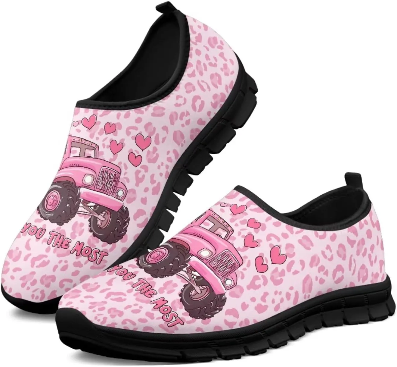 Heart Animals Pattern Pink Slip on Shoes for Men Women Casual Loafers Running Sneakers Anti-Skid Fashion Shoes
