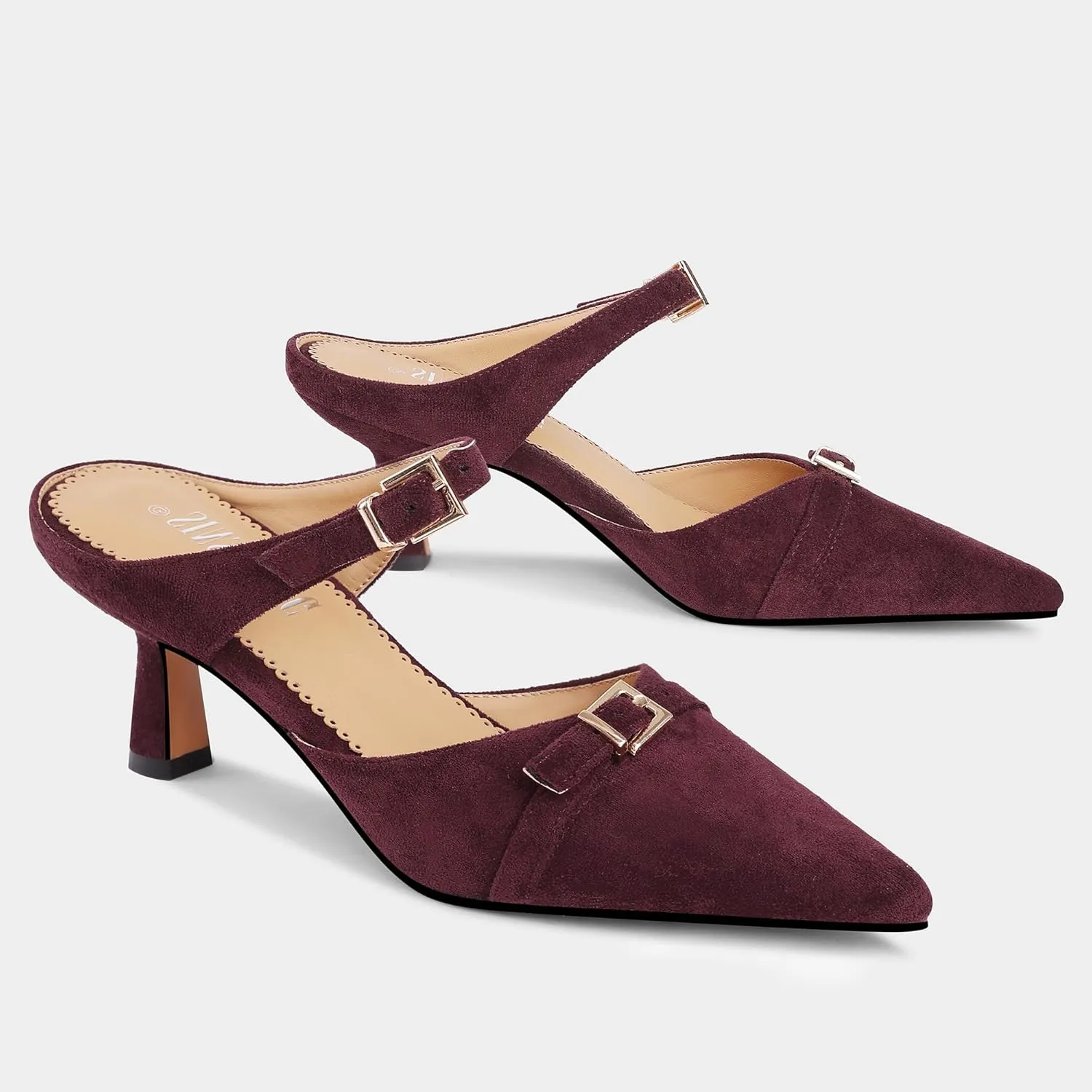 Heeled Sandals for Women Pointed Closed Toe Kitten Heels Comfortable Backless Pumps