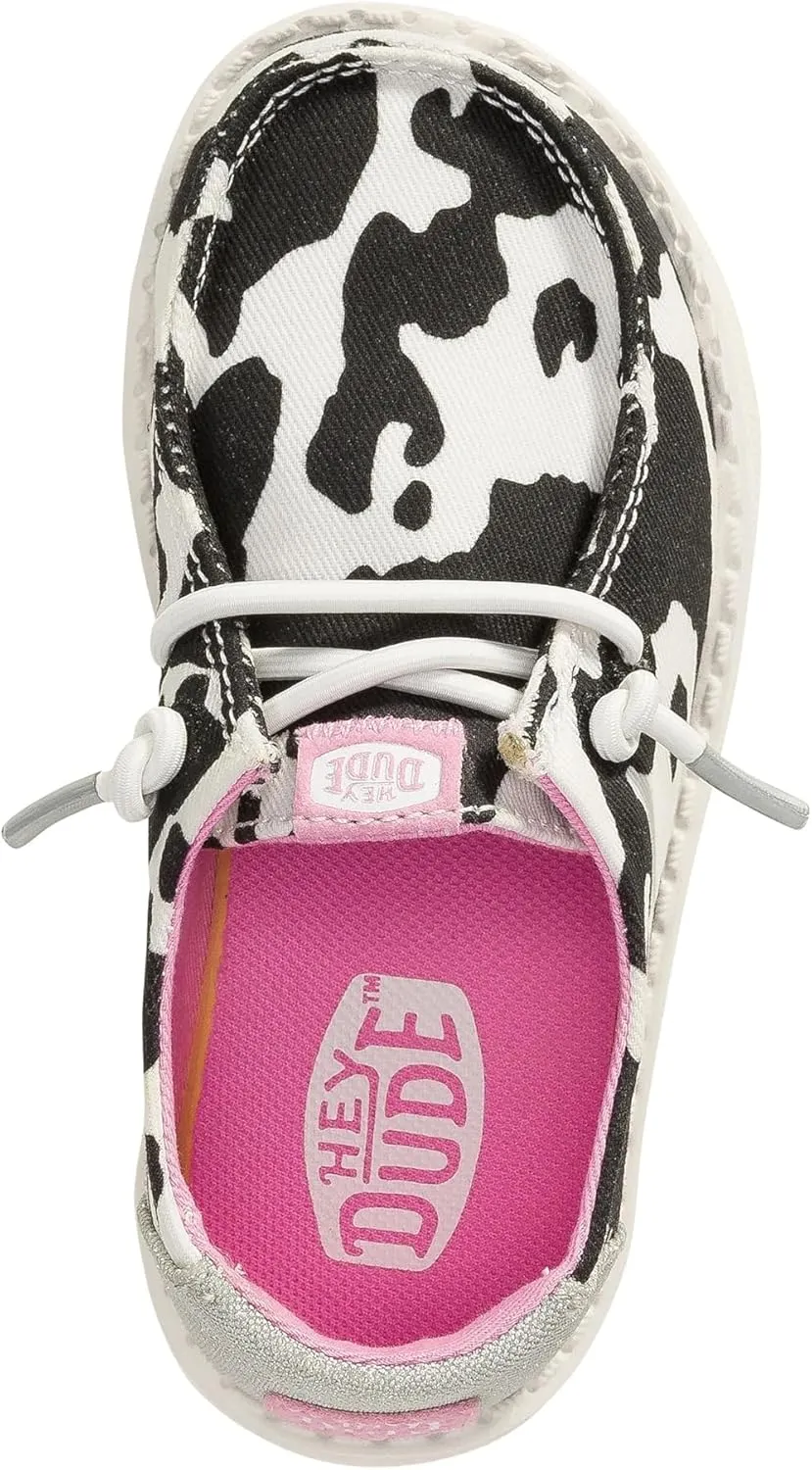 Hey Dude Kids Wendy Cowgirl Sparkle Loafers for Toddler Girls, Cow Print