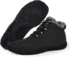 Hike Barefoot Boots Womens Mens Waterproof Fur Lined Winter Barefoot Shoes Minimalist Snow Boots Wide Toe Box Ankle Booties