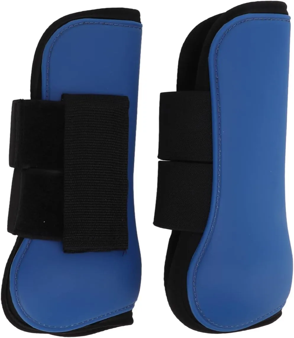 Horse Legs Guard with Elastic Cushioning Inner Pad, Shock Absorbing Horse Front Boots for Jumping Training and Riding, Strap and, PU and Cloth Material