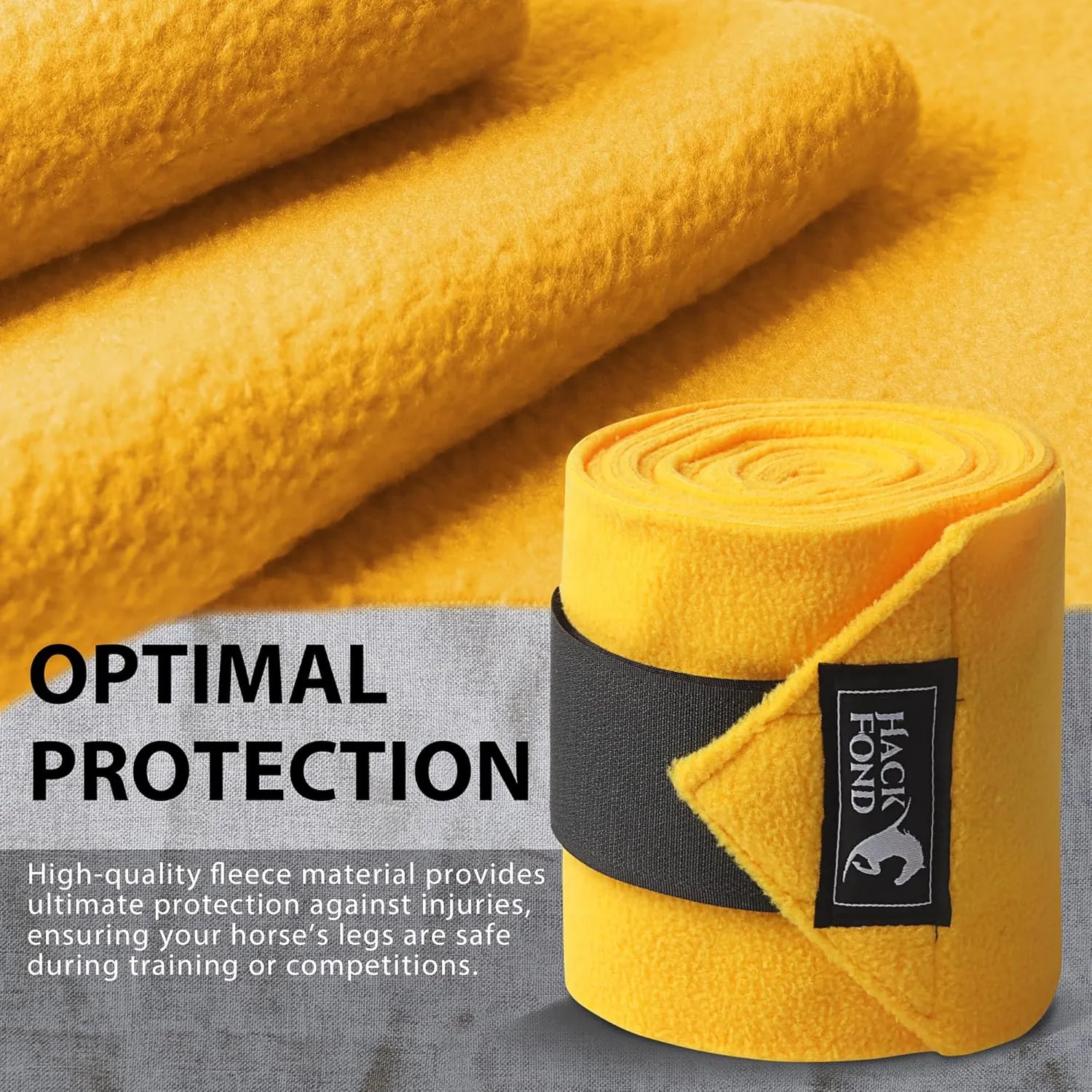 Horse Polo Leg Wraps, 10' Long Fleece Polo Wraps for Horses Set of 4, Horse Leg Bandages Stable Supplies Equestrian Boots Horse Leg Protection Mustard Yellow