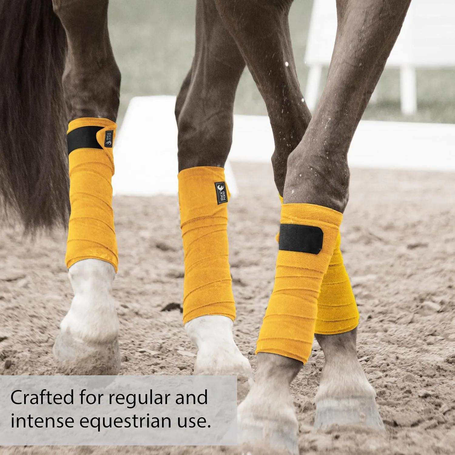 Horse Polo Leg Wraps, 10' Long Fleece Polo Wraps for Horses Set of 4, Horse Leg Bandages Stable Supplies Equestrian Boots Horse Leg Protection Mustard Yellow