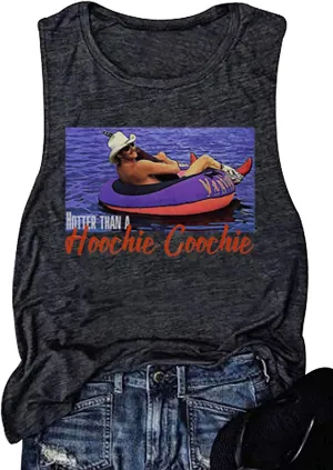 Hotter Than A Hoochie Coochie Country Music Tank Tops Vintage Graphic Summer Workout T Shirts for Women