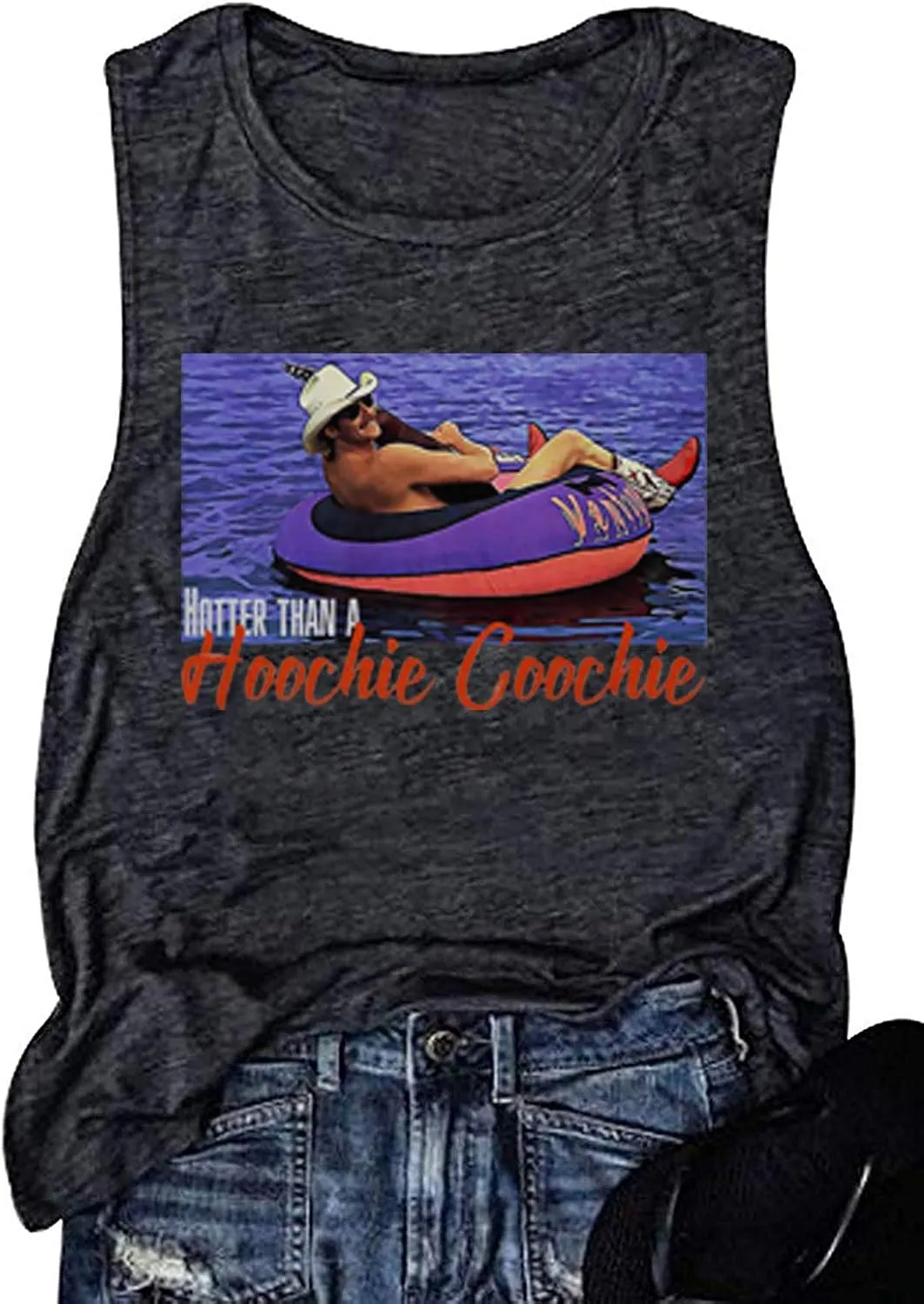 Hotter Than A Hoochie Coochie Country Music Tank Tops Vintage Graphic Summer Workout T Shirts for Women