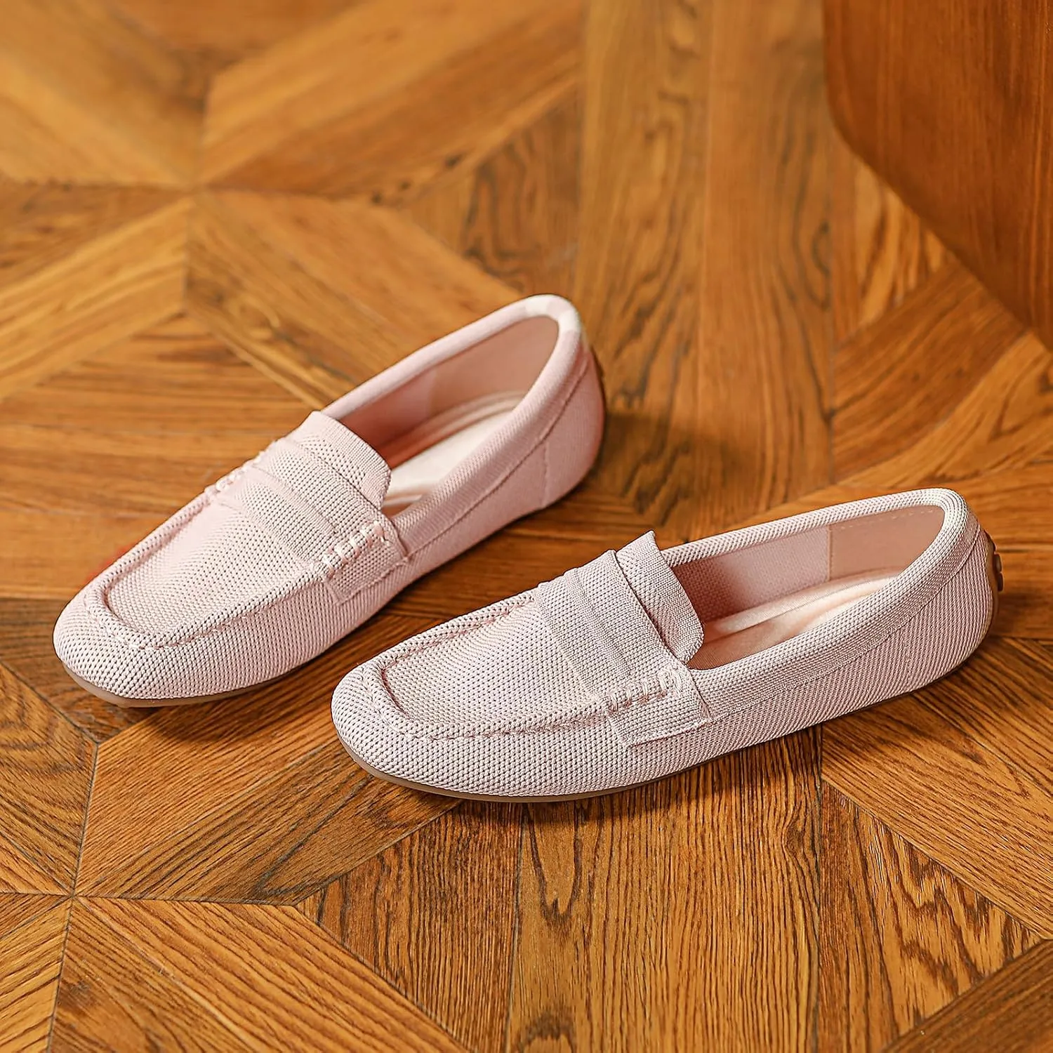 HROYL Women Loafer Knit Flats Lightweight Dressy Shoes Work Hiking Dance Flats Model WGDLJHC-1151