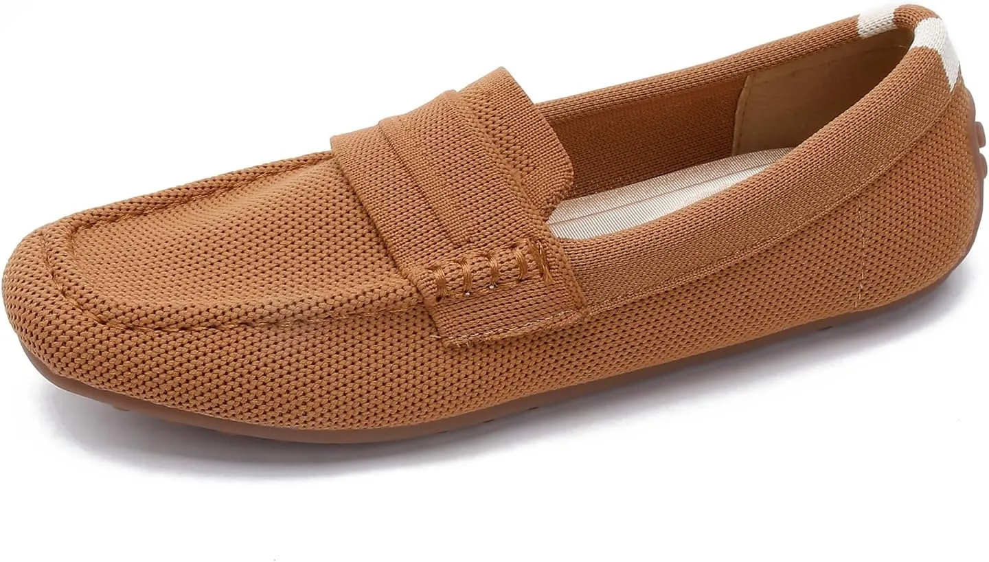 HROYL Women Loafer Knit Flats Lightweight Dressy Shoes Work Hiking Dance Flats Model WGDLJHC-1151