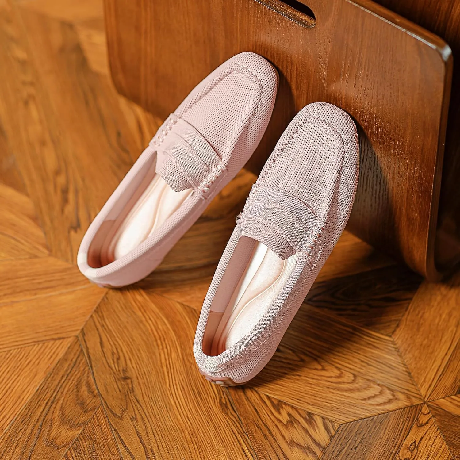 HROYL Women Loafer Knit Flats Lightweight Dressy Shoes Work Hiking Dance Flats Model WGDLJHC-1151