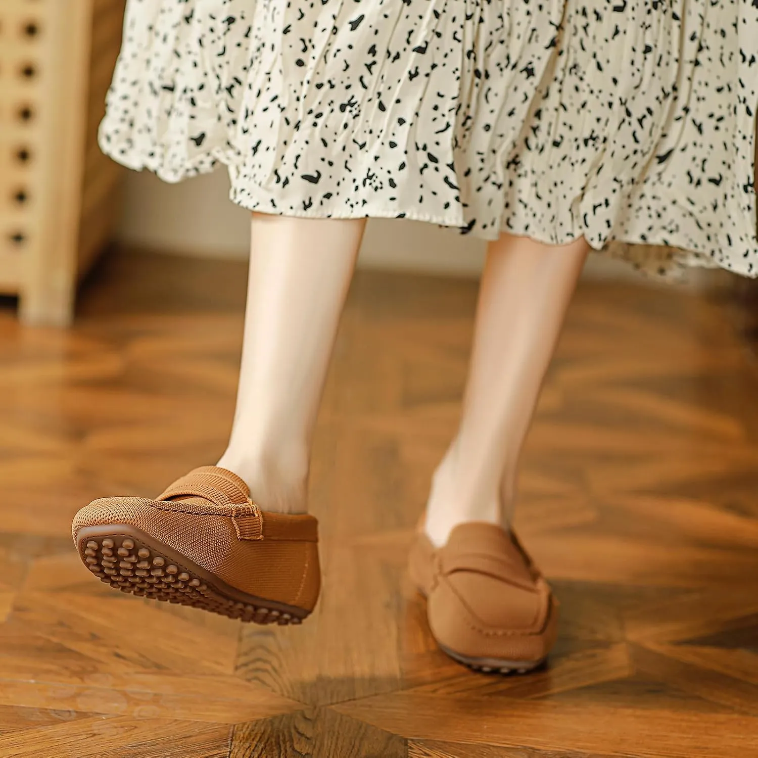 HROYL Women Loafer Knit Flats Lightweight Dressy Shoes Work Hiking Dance Flats Model WGDLJHC-1151