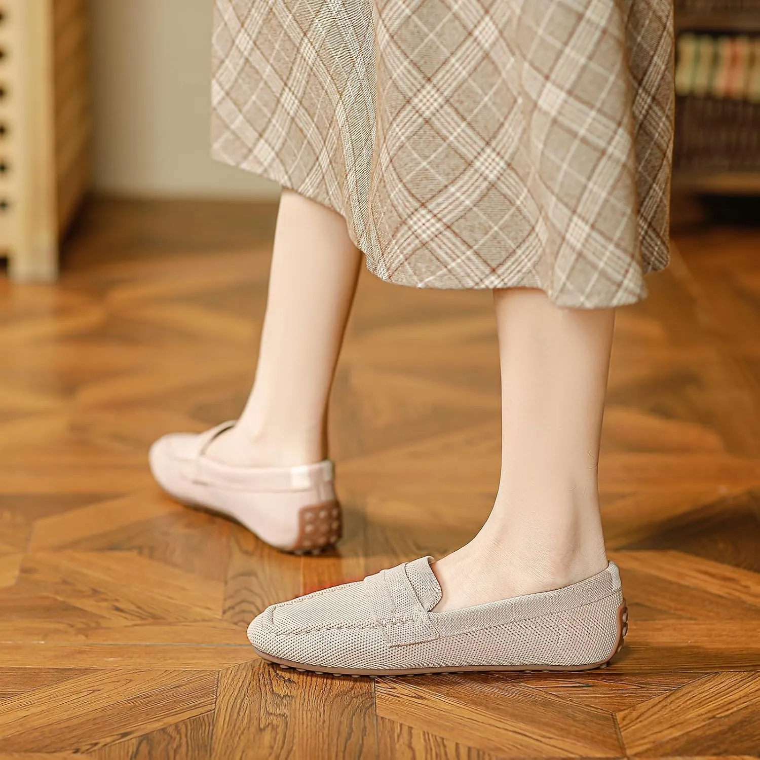 HROYL Women Loafer Knit Flats Lightweight Dressy Shoes Work Hiking Dance Flats Model WGDLJHC-1151