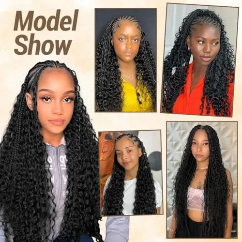 Human Braiding Hair for Boho Knotless Braids 2 Bundles 16 Inches 80g Deep Wave 10A Brazilian Virgin Human Bohemian Hair for Braiding Natural Black 1B