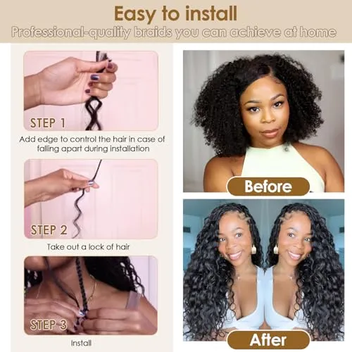 Human Braiding Hair Mixed Synthetic Braiding Hair for Boho Braids 2Bundles 130g Water Wave Bulk Human Hair for Braiding No Weft Hair Extensions Wet and Wavy Braiding Hair 18inch(1B)