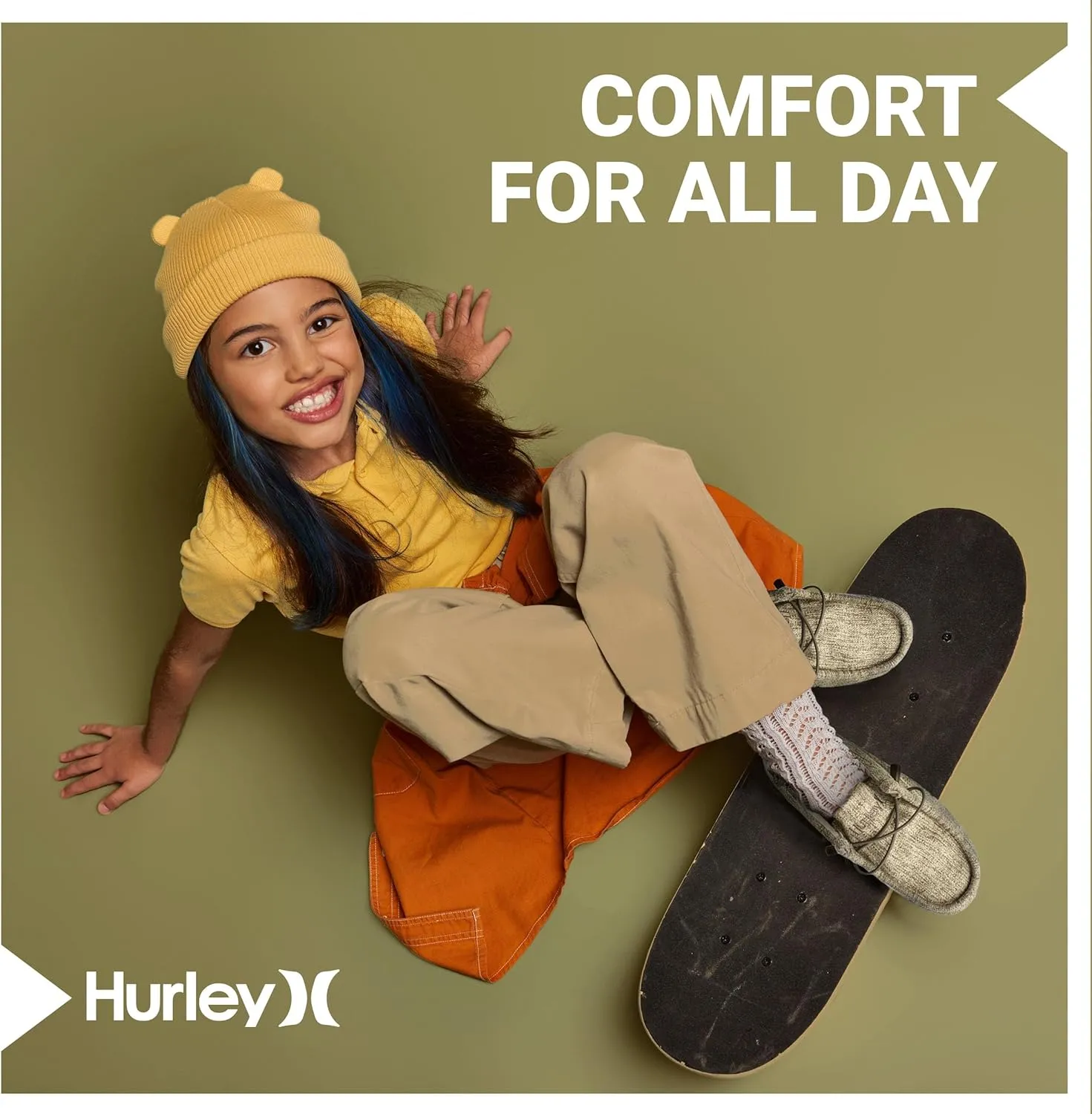 Hurley Kids Elastic Lace Loafers, Canvas Shoes for Boys & Girls - Comfortable, Durable, Stylish - Kid's Fashion Sneakers, Wide Toe Shoes for Everyday Wear