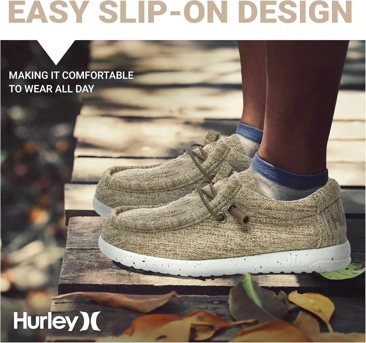 Hurley Kids Elastic Lace Loafers, Canvas Shoes for Boys & Girls - Comfortable, Durable, Stylish - Kid's Fashion Sneakers, Wide Toe Shoes for Everyday Wear