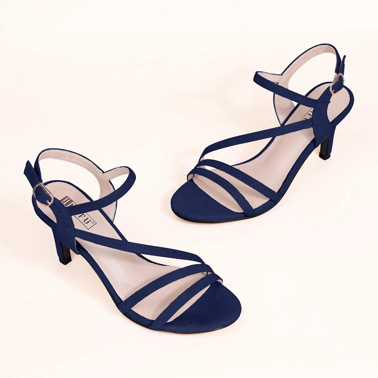 IDIFU Women's Black Nude White Silver Heels for Women Dress Kitten Heels Strappy Open Toe Heels Sandals Wedding Evening Party Shoes for Women Ladies Bridal