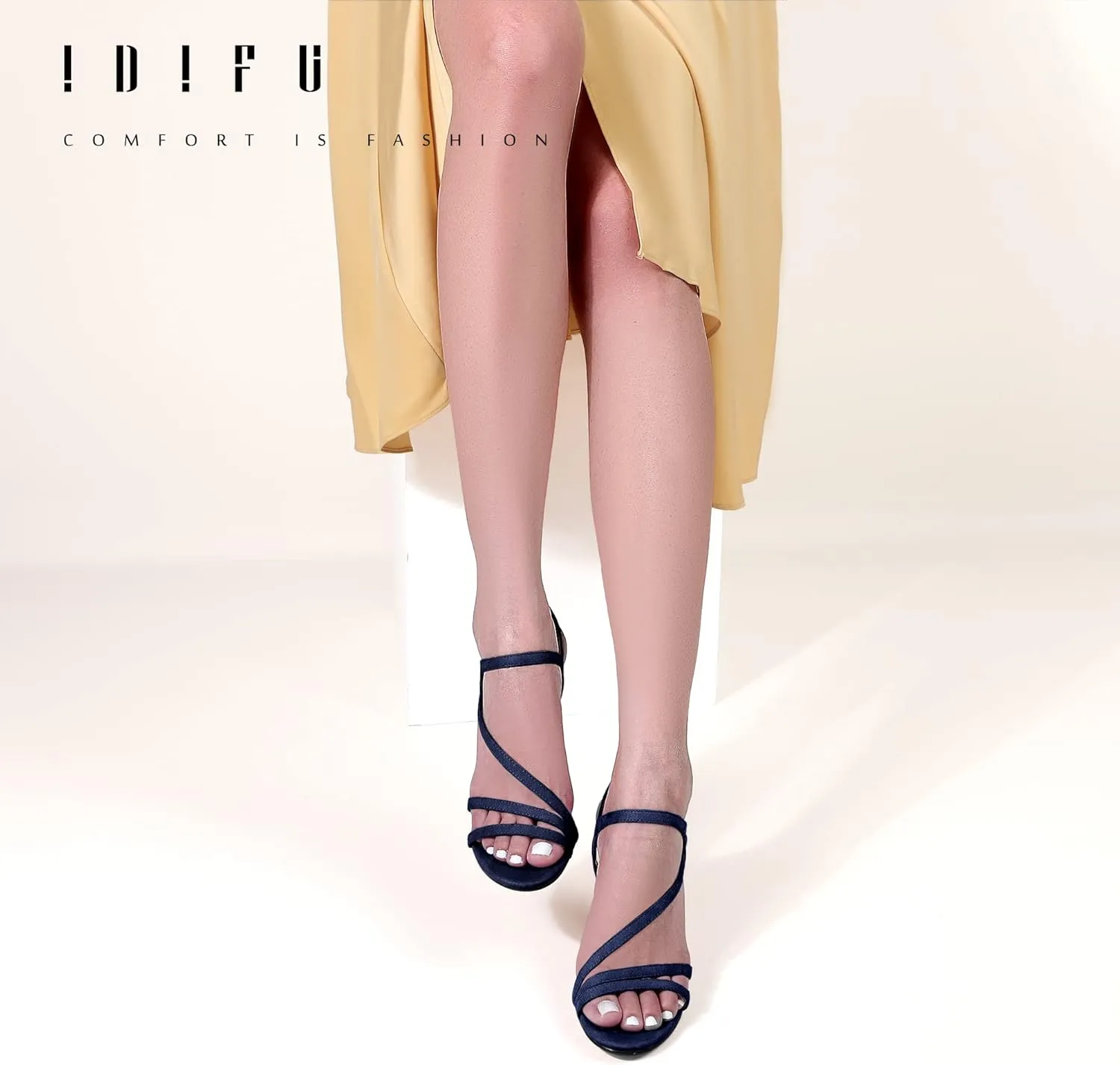 IDIFU Women's Black Nude White Silver Heels for Women Dress Kitten Heels Strappy Open Toe Heels Sandals Wedding Evening Party Shoes for Women Ladies Bridal