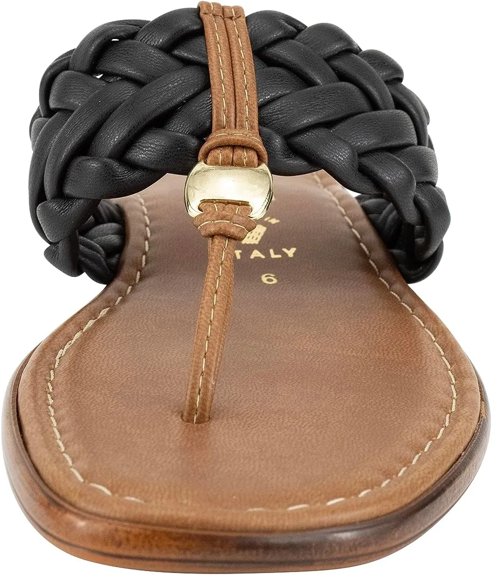ITALIAN Shoemakers Honi Womens Braided Thong Sandals for Women with Padded Footbed, Stylish and Comfortable Handcrafted Italian Shoes