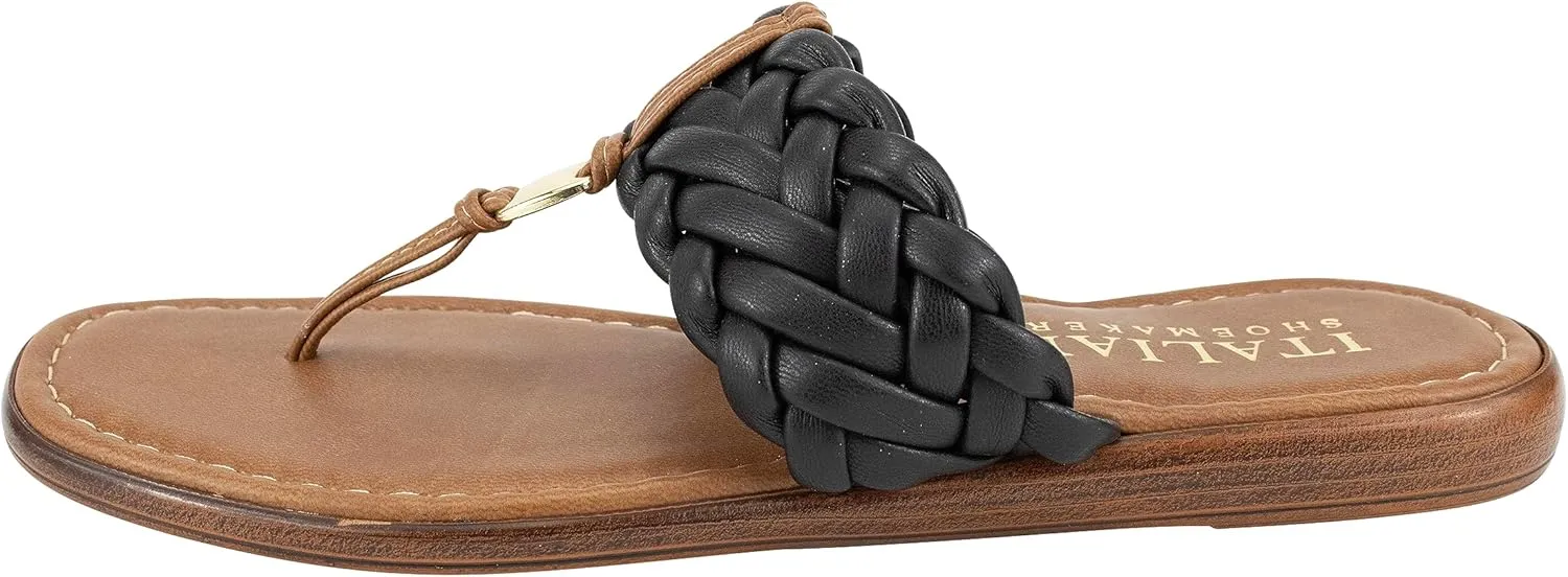 ITALIAN Shoemakers Honi Womens Braided Thong Sandals for Women with Padded Footbed, Stylish and Comfortable Handcrafted Italian Shoes