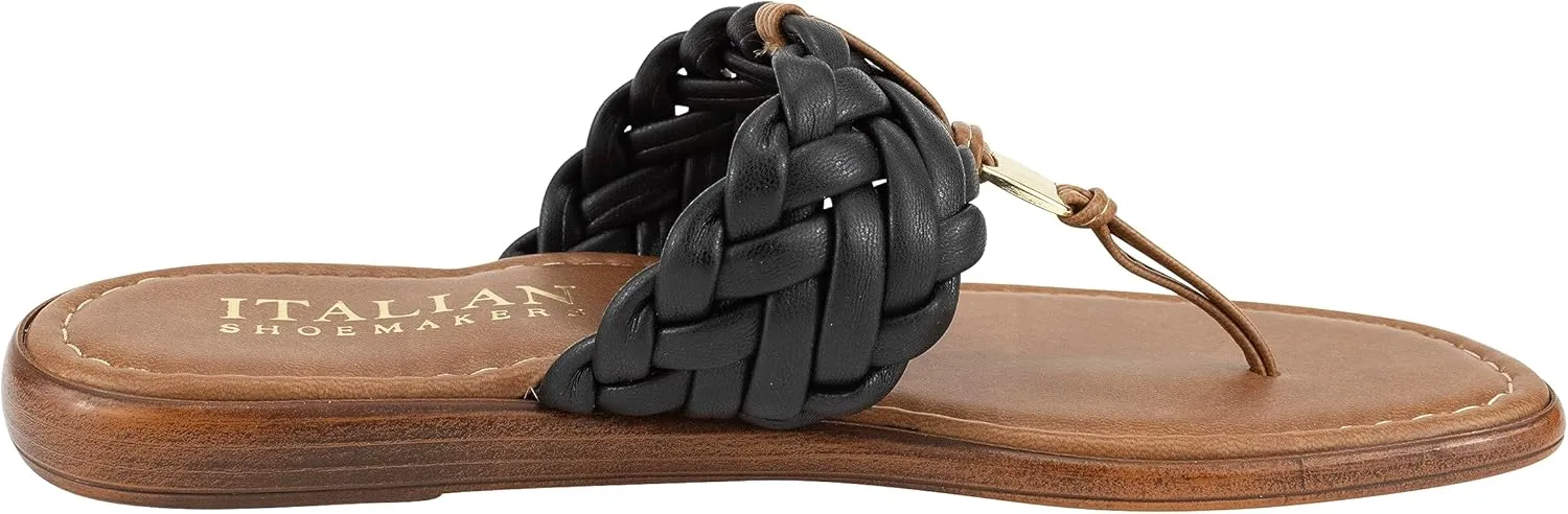 ITALIAN Shoemakers Honi Womens Braided Thong Sandals for Women with Padded Footbed, Stylish and Comfortable Handcrafted Italian Shoes