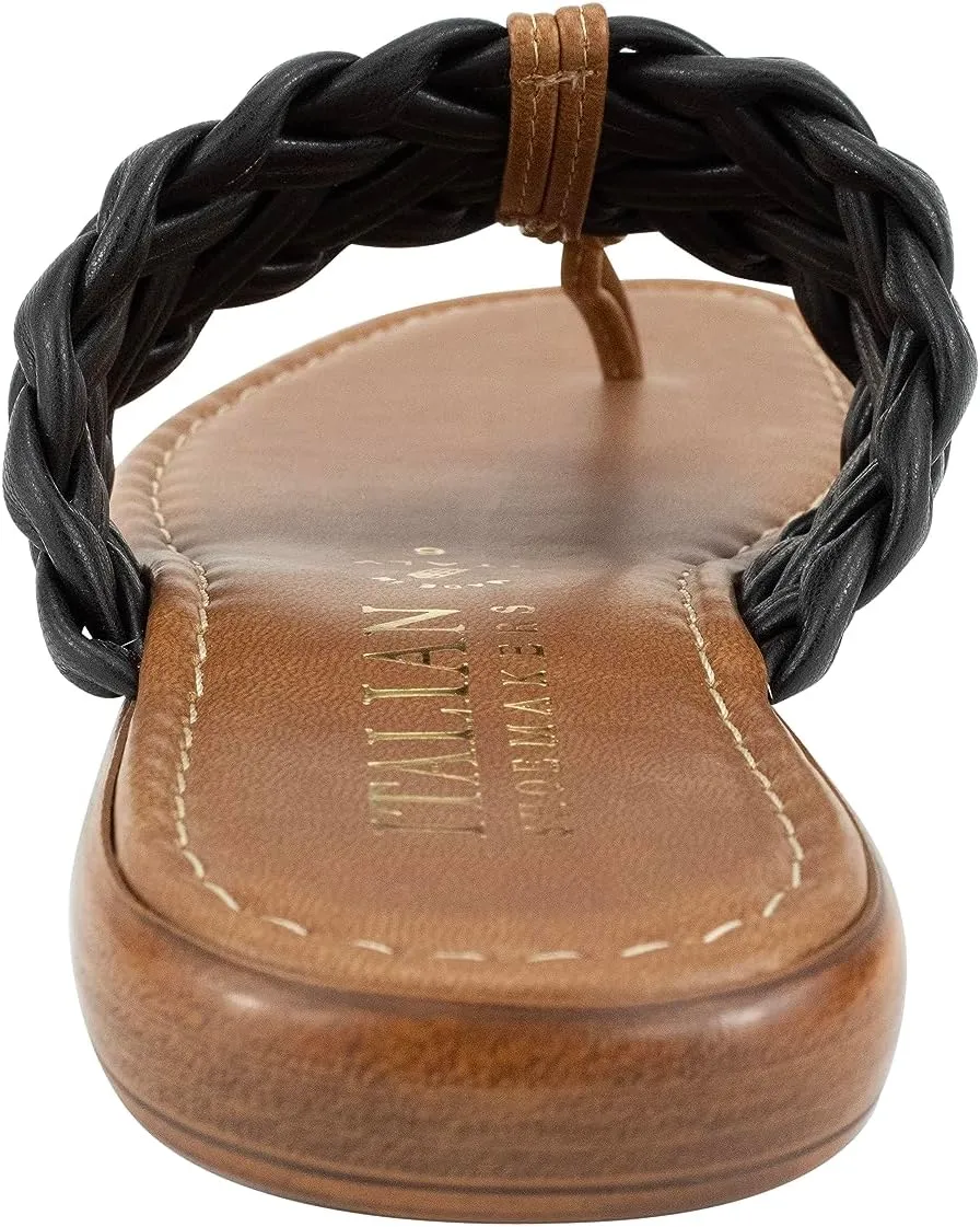 ITALIAN Shoemakers Honi Womens Braided Thong Sandals for Women with Padded Footbed, Stylish and Comfortable Handcrafted Italian Shoes