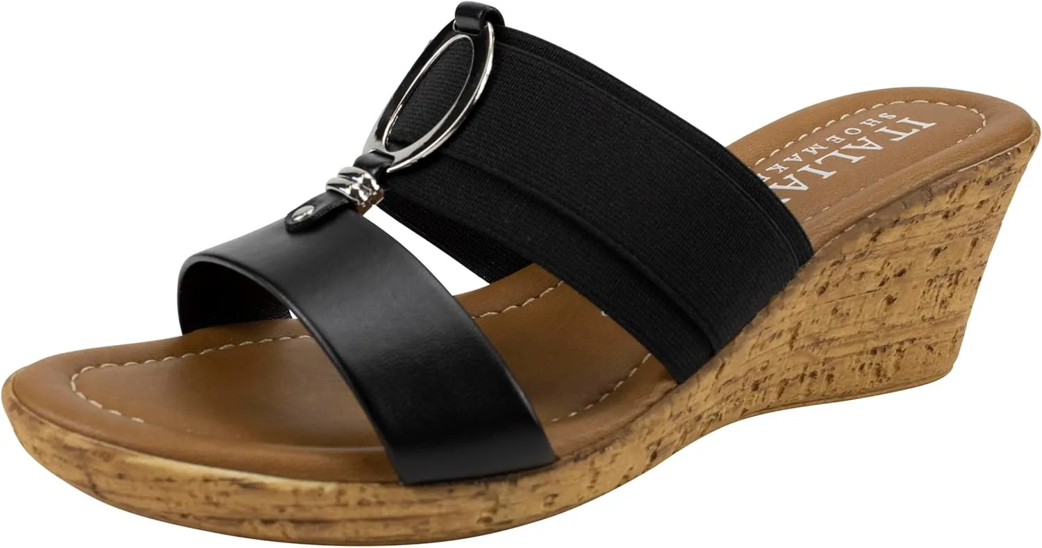 ITALIAN Shoemakers Women's Malou Faux Cork Wedge Sandals for Women