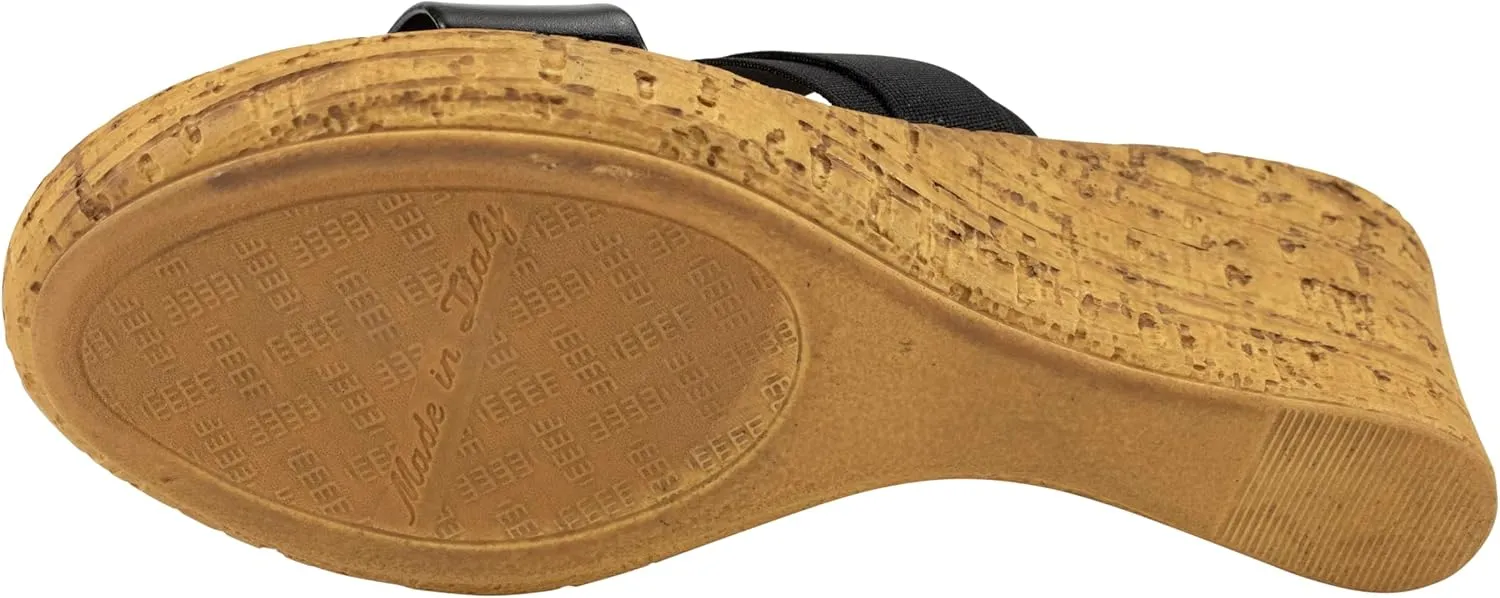 ITALIAN Shoemakers Women's Malou Faux Cork Wedge Sandals for Women
