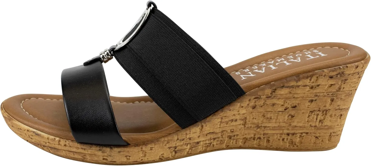 ITALIAN Shoemakers Women's Malou Faux Cork Wedge Sandals for Women