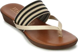 ITALIAN Shoemakers Womens Regatta Wedge Sandals 6 Black STRI