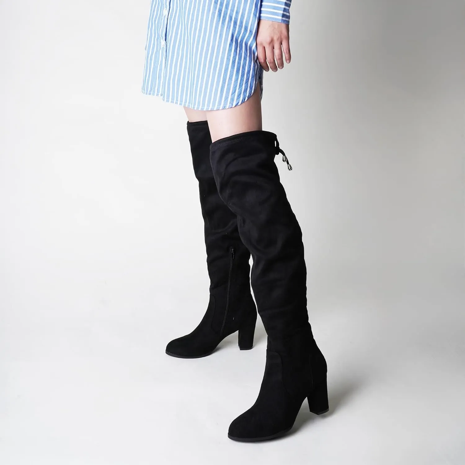 J. Adams Women's Aspen Over-the-Knee High Boots - Stylish Thigh-High Chunky Heels for Fall and Winter Fashion
