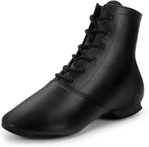 Jazz Boots Dance Shoes Split Sole Jazz Shoes Leather Dancing Shoes for Men Women,Black