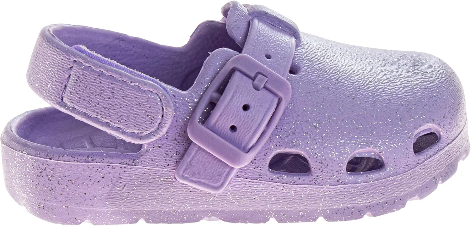 Josmo Kids Soft Glitter Clogs Girls Slides Slippers Indoor Outdoor Summer Beach Pool Sandals (Size 5-10 Toddler)
