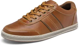 Jousen Men's Leather Fashion Sneakers Retro Dress Business Casual Shoes for Men