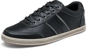 Jousen Men's Leather Fashion Sneakers Retro Dress Business Casual Shoes for Men