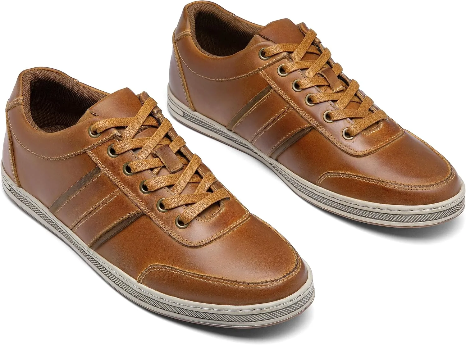 Jousen Men's Leather Fashion Sneakers Retro Dress Business Casual Shoes for Men