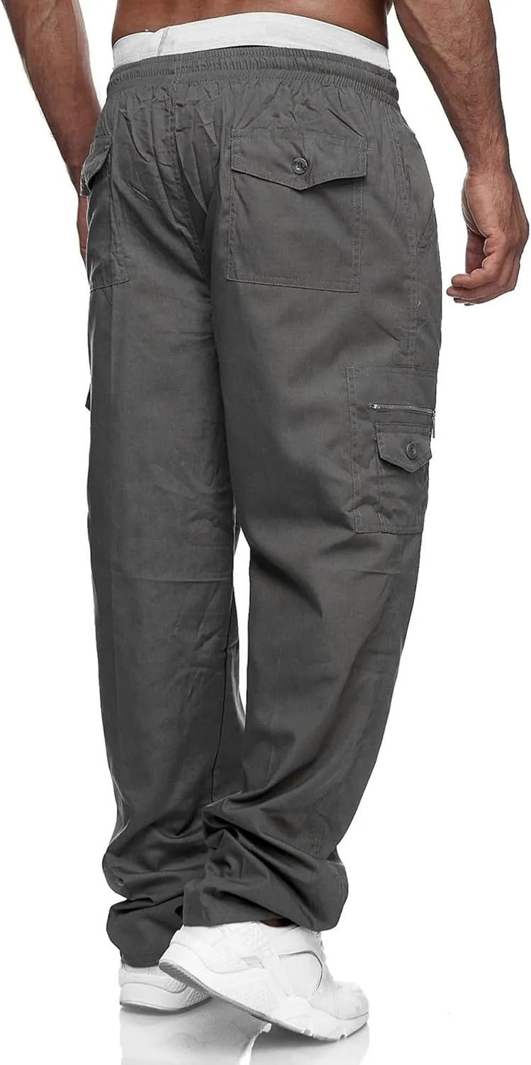 Julidostore Stretchmotions - Super Stretch Ice-Silk Comfort Cargo Pants Mens 6 Pockets Tactical Joggers Outdoor Trousers