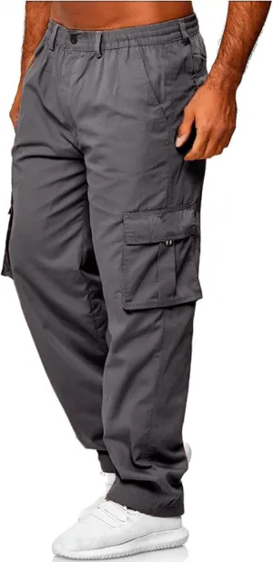 Julidostore Stretchmotions - Super Stretch Ice-Silk Comfort Cargo Pants Mens 6 Pockets Tactical Joggers Outdoor Trousers