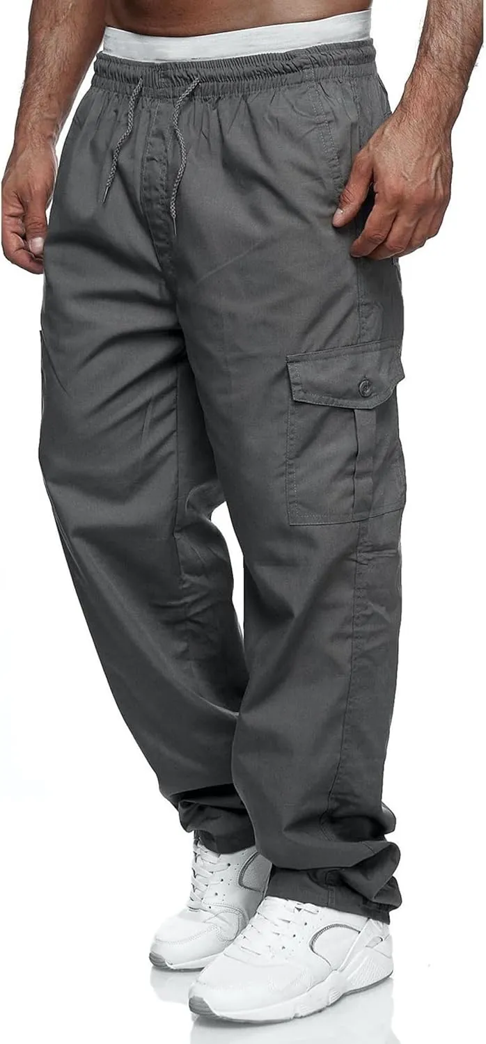 Julidostore Stretchmotions - Super Stretch Ice-Silk Comfort Cargo Pants Mens 6 Pockets Tactical Joggers Outdoor Trousers