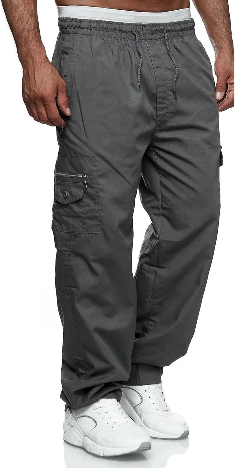 Julidostore Stretchmotions - Super Stretch Ice-Silk Comfort Cargo Pants Mens 6 Pockets Tactical Joggers Outdoor Trousers